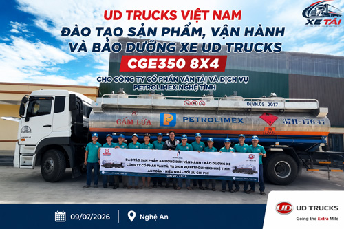 UD Trucks Việt Nam đào tạo vận hành và bảo dưỡng xe tải 4 chân CGE350 8x4 cho Petrolimex Nghệ Tĩnh